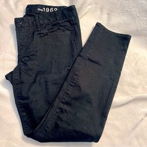New GAP Jeans 28P Gap 1969 Petite Black Dot pattern Cotton Spandex Always Skinny